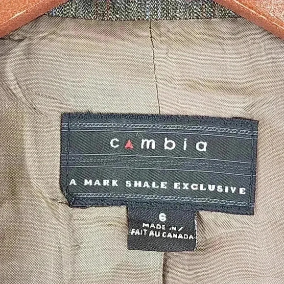 Cambia Mark Shale Virgin Wool Brown Striped Blazer Women's 6 - Picture 8 of 11